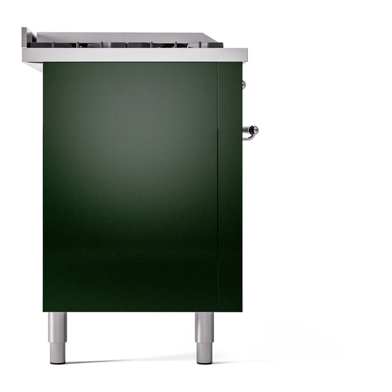 ILVE Nostalgie II 60" Dual Fuel Freestanding Range in Emerald Green with Chrome Trim, UP60FSNMPEGC