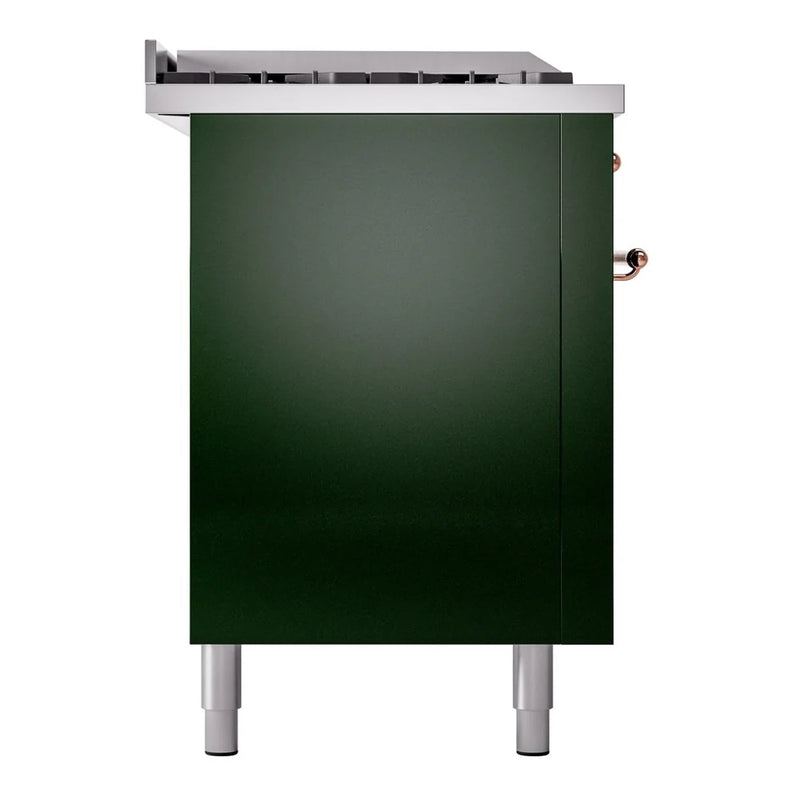 ILVE Nostalgie II 60" Dual Fuel Freestanding Range in Emerald Green with Copper Trim, UP60FSNMPEGP