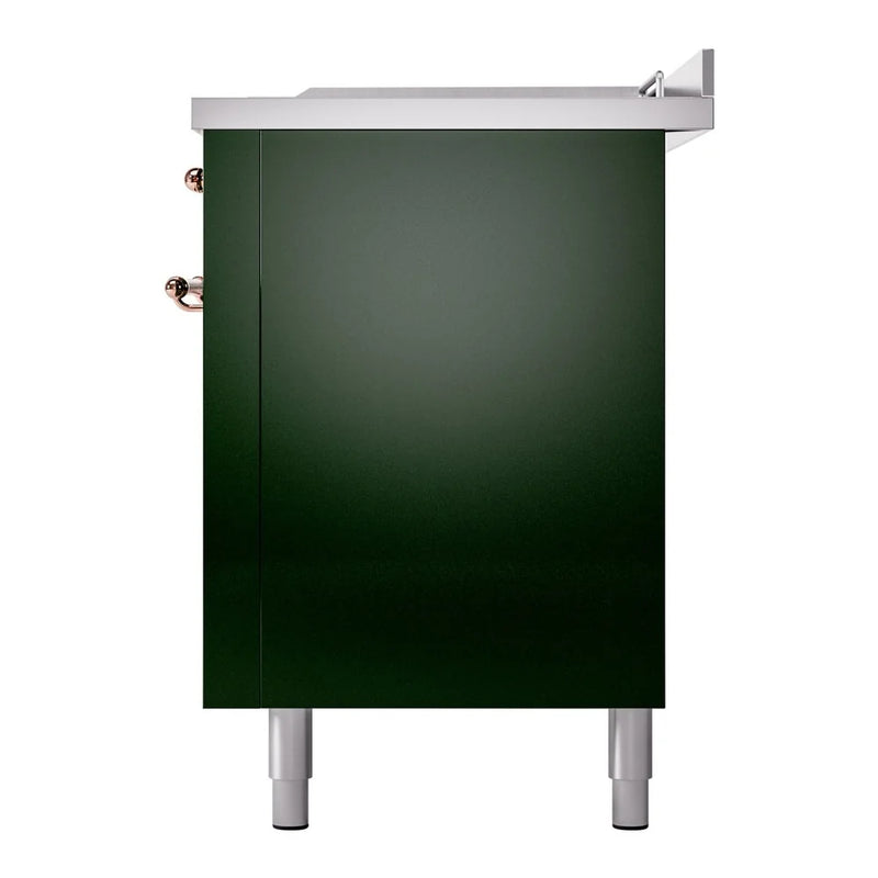 ILVE Nostalgie II 60" Dual Fuel Freestanding Range in Emerald Green with Copper Trim, UP60FSNMPEGP