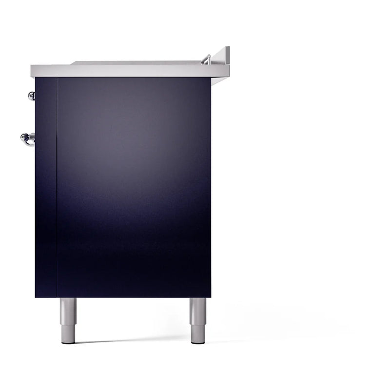 ILVE Nostalgie II 60" Dual Fuel Freestanding Range in Midnight Blue with Chrome Trim, UP60FSNMPMBCLP