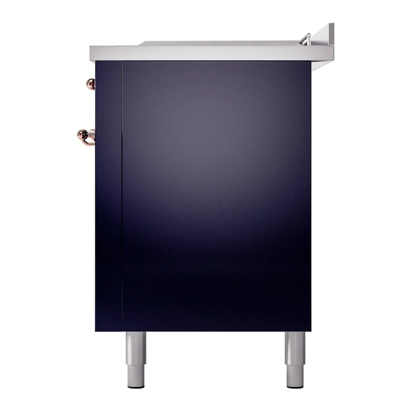 ILVE Nostalgie II 60" Dual Fuel Freestanding Range in Midnight Blue with Copper Trim, UP60FSNMPMBP