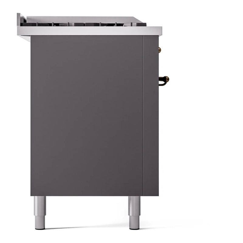 ILVE Nostalgie II 60" Dual Fuel Freestanding Range in Graphite Matte with Burnished Trim, UP60FSNMPMGB
