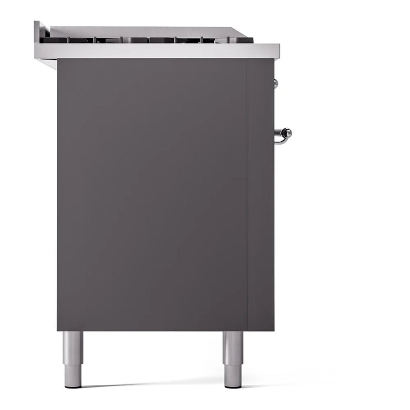 ILVE Nostalgie II 60" Dual Fuel Freestanding Range in Graphite Matte with Chrome Trim, UP60FSNMPMGCLP