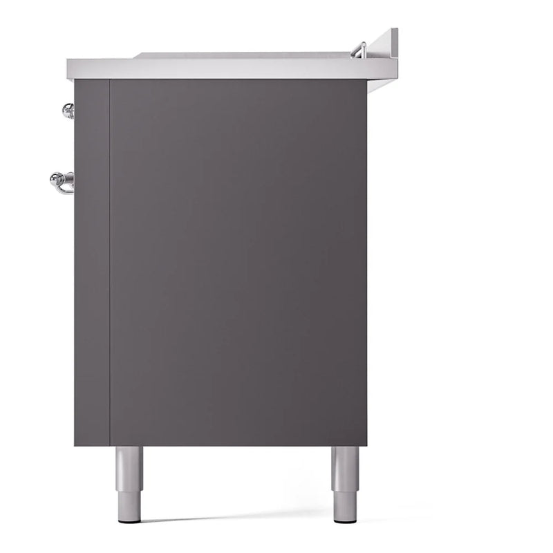 ILVE Nostalgie II 60" Dual Fuel Freestanding Range in Graphite Matte with Chrome Trim, UP60FSNMPMGCLP