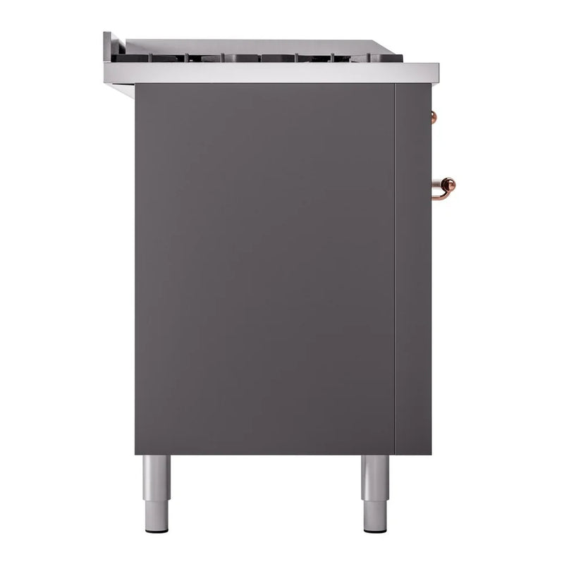 ILVE Nostalgie II 60" Dual Fuel Freestanding Range in Graphite Matte with Copper Trim, UP60FSNMPMGP