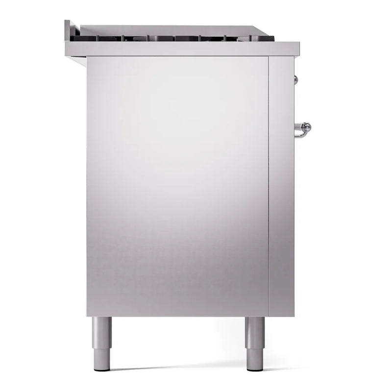 ILVE Nostalgie II 60" Dual Fuel Freestanding Range in Stainless Steel with Chrome Trim, UP60FSNMPSSCLP