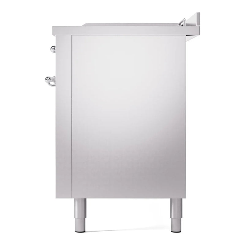 ILVE Nostalgie II 60" Dual Fuel Freestanding Range in Stainless Steel with Chrome Trim, UP60FSNMPSSCLP