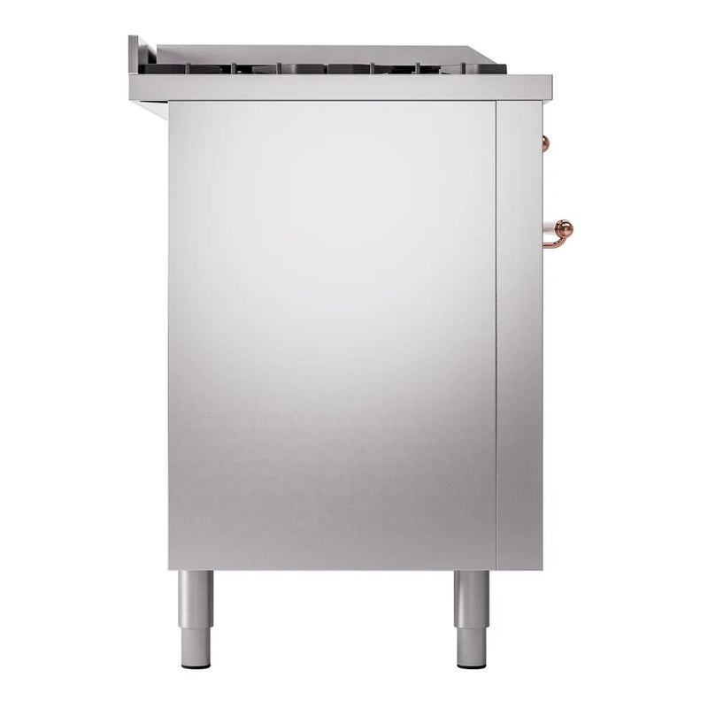 ILVE Nostalgie II 60" Dual Fuel Freestanding Range in Stainless Steel with Copper Trim, UP60FSNMPSSPLP