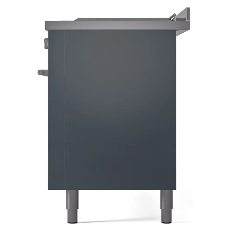 ILVE Professional Plus II 60" Dual Fuel Freestanding Range in Blue Grey with Stainless Steel Trim, UP60FSQMPBGLP