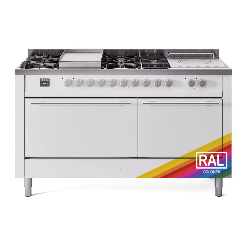 ILVE Professional Plus II 60" Dual Fuel Freestanding Range in RAL Color with Stainless Steel Trim, UP60FSQMPRA