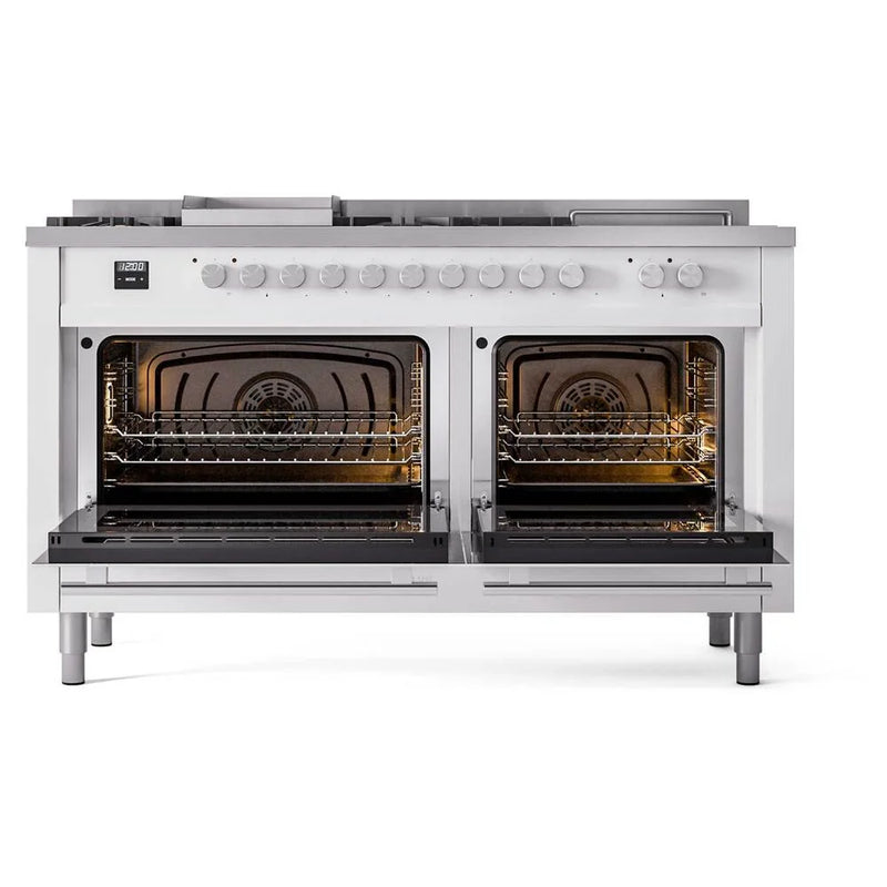 ILVE Professional Plus II 60" Dual Fuel Freestanding Range in RAL Color with Stainless Steel Trim, UP60FSQMPRA