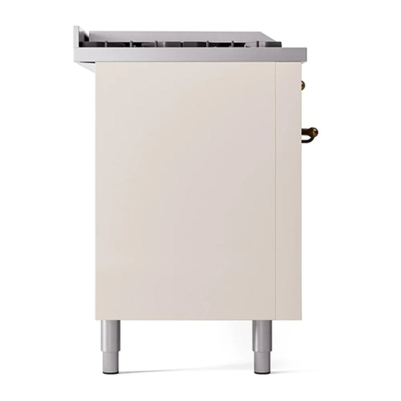ILVE Nostalgie II 60" Dual Fuel Freestanding Range in Antique White with Burnished Trim, UP60FSQNMPAWB