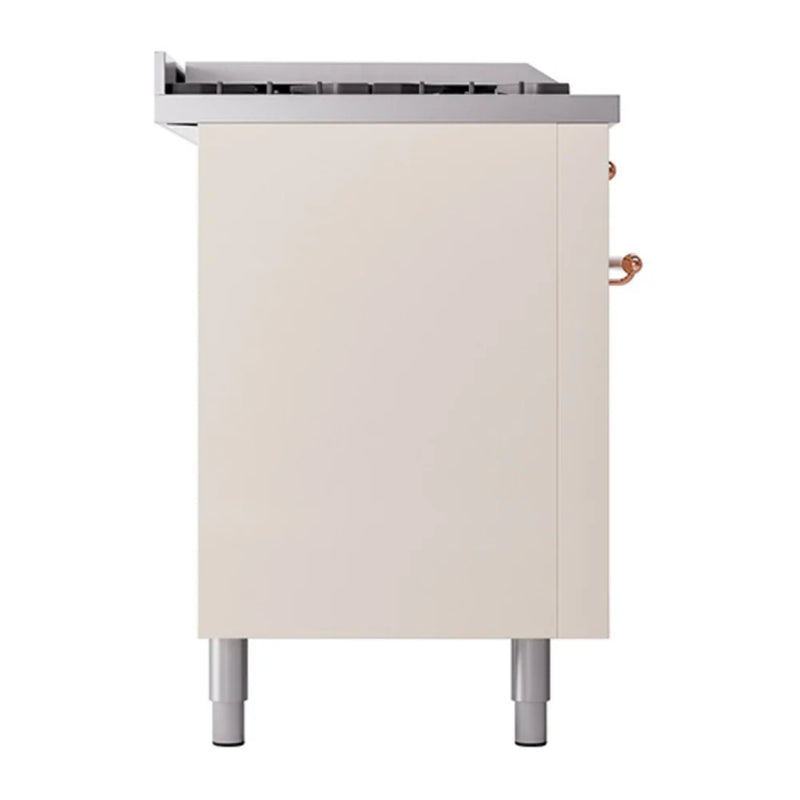 ILVE Nostalgie II 60" Dual Fuel Freestanding Range in Antique White with Copper Trim, UP60FSQNMPAWP