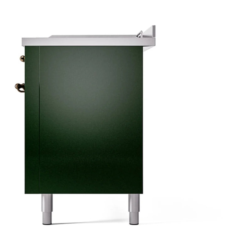 ILVE Nostalgie II 60" Dual Fuel Freestanding Range in Emerald Green with Burnished Trim, UP60FSQNMPEGB