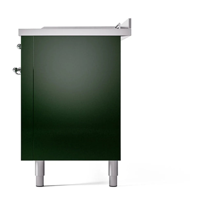 ILVE Nostalgie II 60" Dual Fuel Freestanding Range in Emerald Green with Chrome Trim, UP60FSQNMPEGCLP