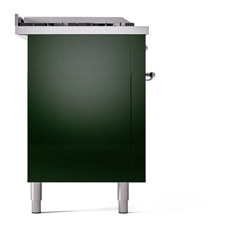 ILVE Nostalgie II 60" Dual Fuel Freestanding Range in Emerald Green with Chrome Trim, UP60FSQNMPEGC