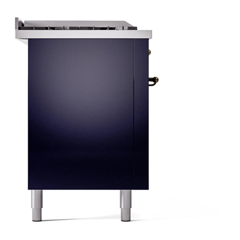 ILVE Nostalgie II 60" Dual Fuel Freestanding Range in Midnight Blue with Burnished Trim, UP60FSQNMPMBB
