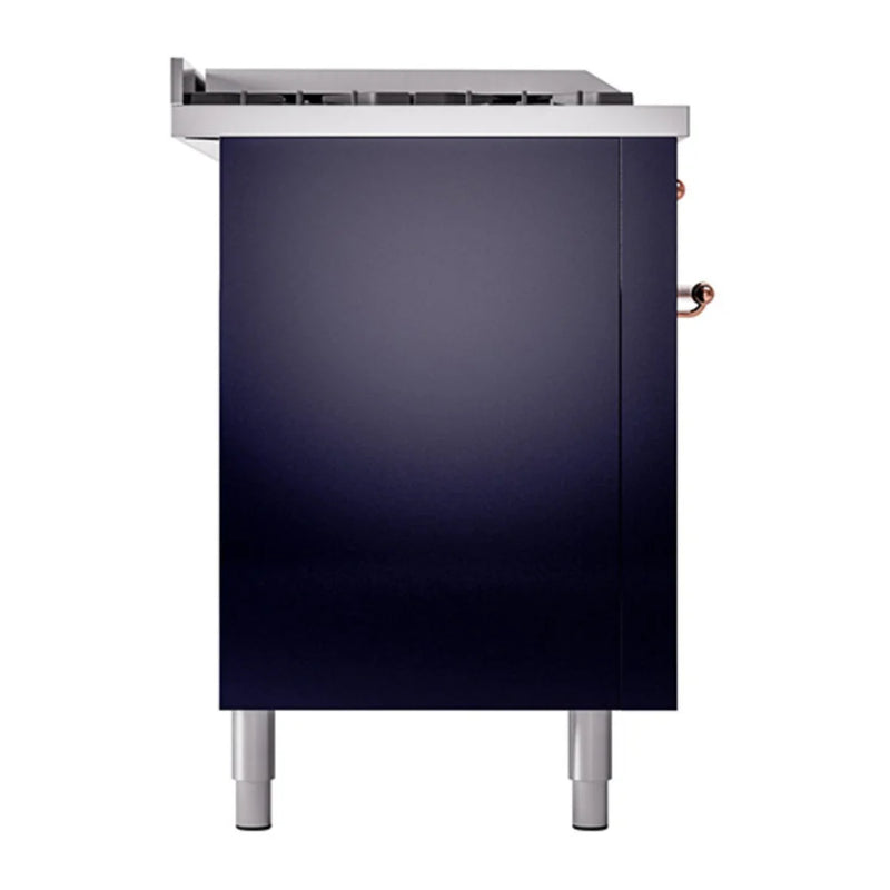 ILVE Nostalgie II 60" Dual Fuel Freestanding Range in Midnight Blue with Copper Trim, UP60FSQNMPMBP