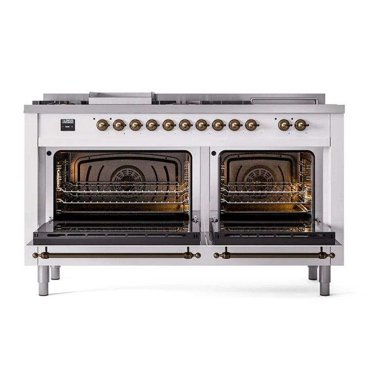ILVE Nostalgie II 60" Dual Fuel Freestanding Range in RAL Color with Burnished Trim, UP60FSQNMPRAB