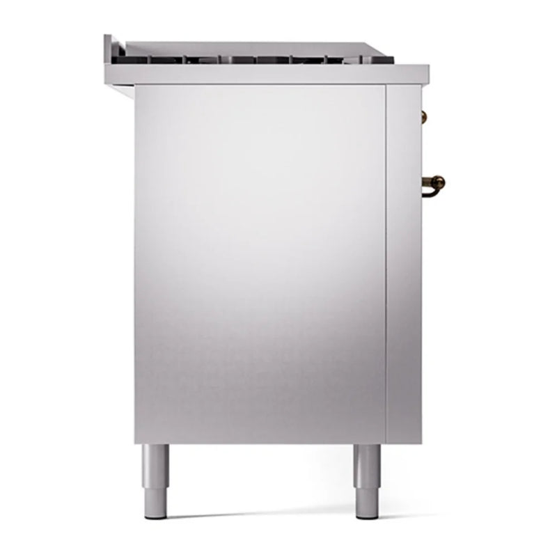 ILVE Nostalgie II 60" Dual Fuel Freestanding Range in Stainless Steel with Burnished Trim, UP60FSQNMPSSB