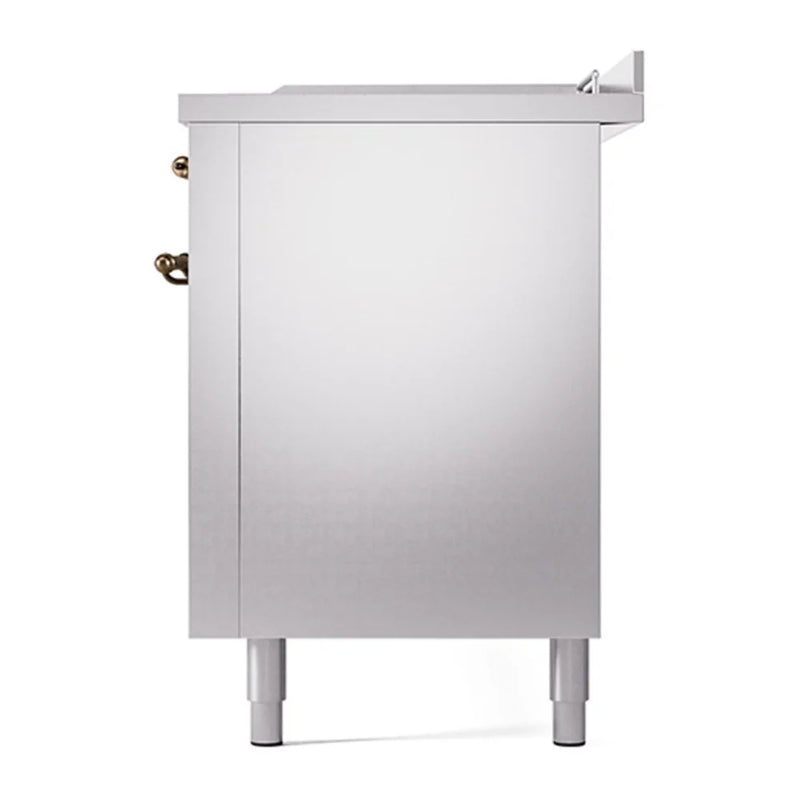 ILVE Nostalgie II 60" Dual Fuel Freestanding Range in Stainless Steel with Burnished Trim, UP60FSQNMPSSB