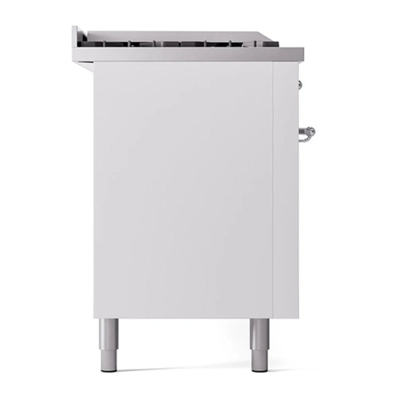 ILVE Nostalgie II 60" Dual Fuel Freestanding Range in White with Chrome Trim, UP60FSQNMPWHC