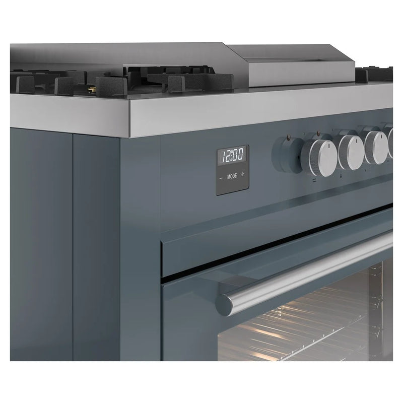 ILVE Professional Plus II 60" Dual Fuel Freestanding Range in Blue Grey with Stainless Steel Trim, UP60FSWMPBG