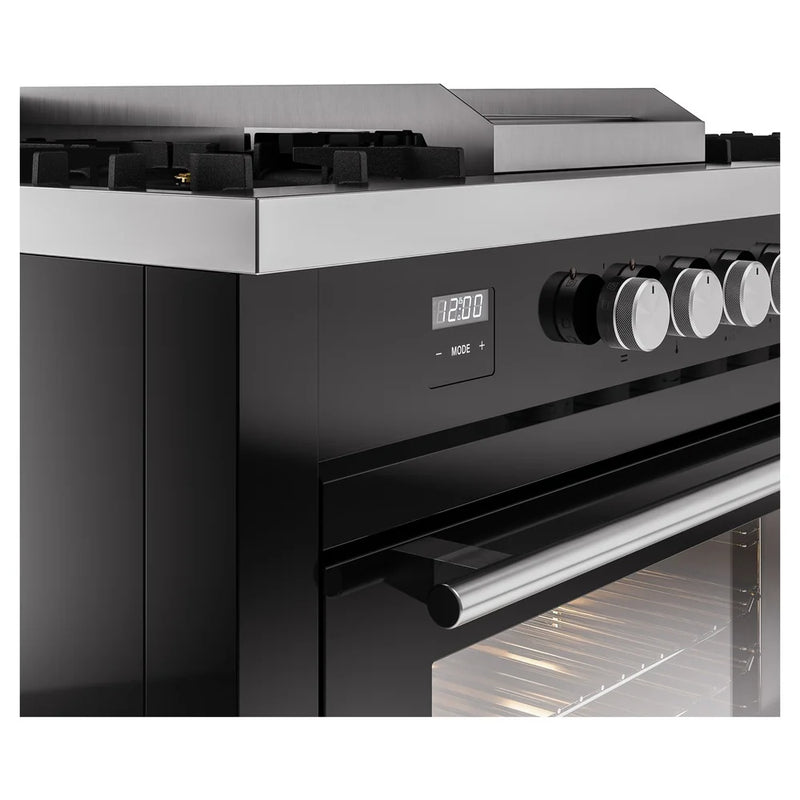 ILVE Professional Plus II 60" Dual Fuel Freestanding Range in Glossy Black with Brass Trim, UP60FSWMPBKLP