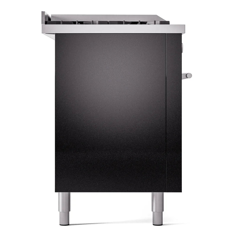 ILVE Professional Plus II 60" Dual Fuel Freestanding Range in Glossy Black with Brass Trim, UP60FSWMPBKLP