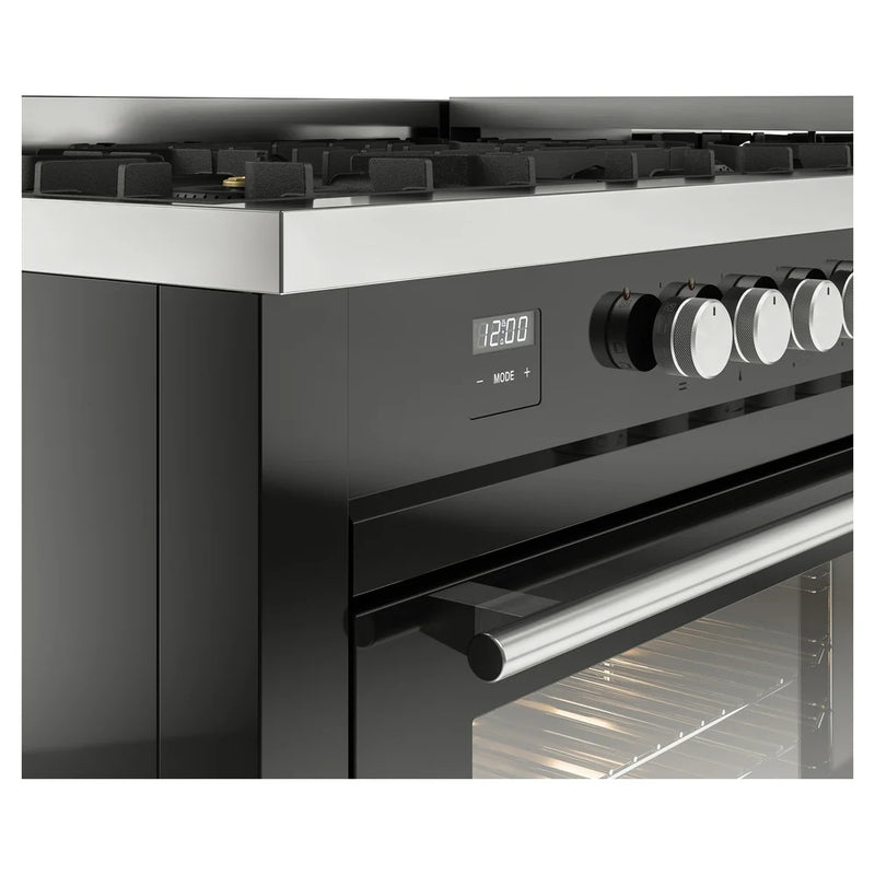 ILVE Professional Plus II 60" Dual Fuel Freestanding Range in Glossy Black with Brass Trim, UP60FSWMPBK