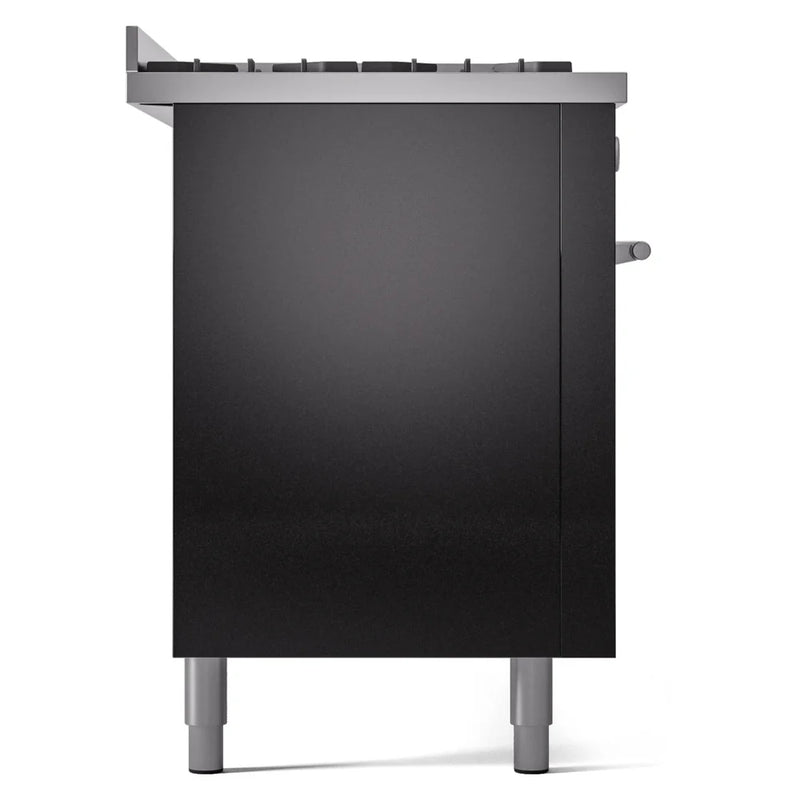 ILVE Professional Plus II 60" Dual Fuel Freestanding Range in Glossy Black with Brass Trim, UP60FSWMPBK