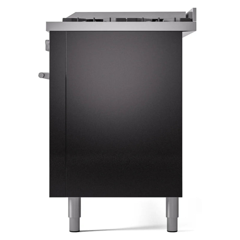 ILVE Professional Plus II 60" Dual Fuel Freestanding Range in Glossy Black with Brass Trim, UP60FSWMPBK
