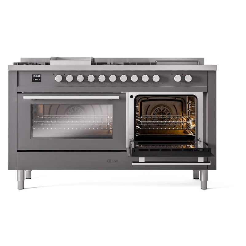 ILVE Professional Plus II 60" Dual Fuel Freestanding Range in Graphite Matte with Stainless Steel Trim, UP60FSWMPMG