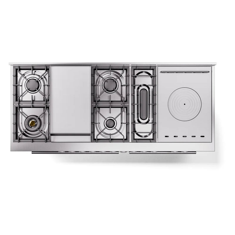 ILVE Professional Plus II 60" Dual Fuel Freestanding Range in White with Stainless Steel Trim, UP60FSWMPWH