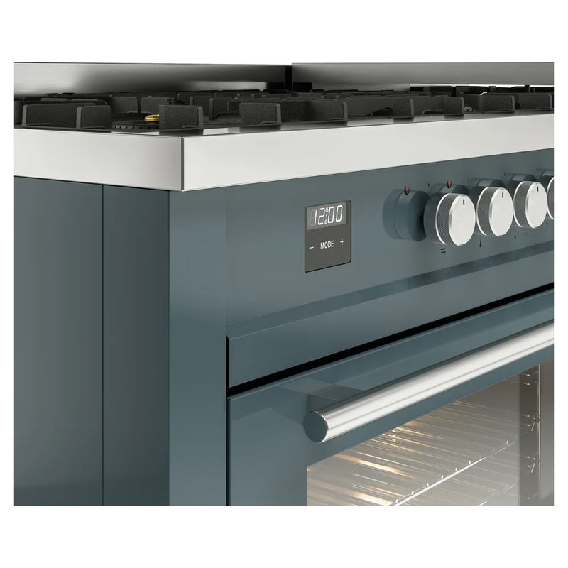 ILVE Professional Plus II 60" Dual Fuel Freestanding Range in Blue Grey with Stainless Steel Trim, UP60FWMPBGLP