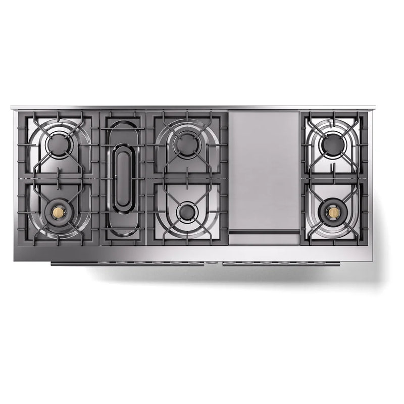 ILVE Professional Plus II 60" Dual Fuel Freestanding Range in Blue Grey with Stainless Steel Trim, UP60FWMPBGLP