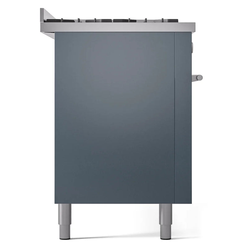ILVE Professional Plus II 60" Dual Fuel Freestanding Range in Blue Grey with Stainless Steel Trim, UP60FWMPBG