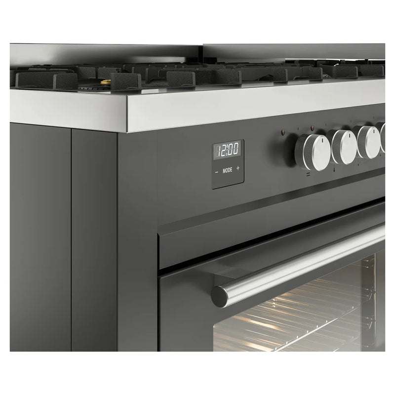 ILVE Professional Plus II 60" Dual Fuel Freestanding Range in Graphite Matte with Stainless Steel Trim, UP60FWMPMGLP