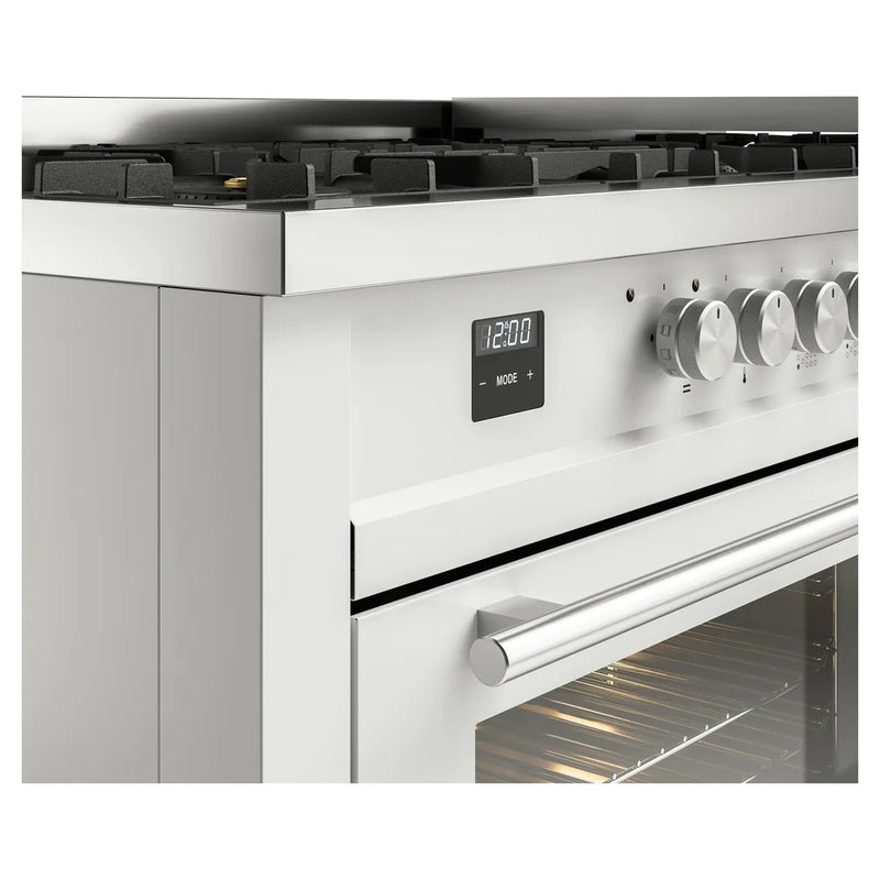ILVE Professional Plus II 60" Dual Fuel Freestanding Range in White with Stainless Steel Trim, UP60FWMPWHLP