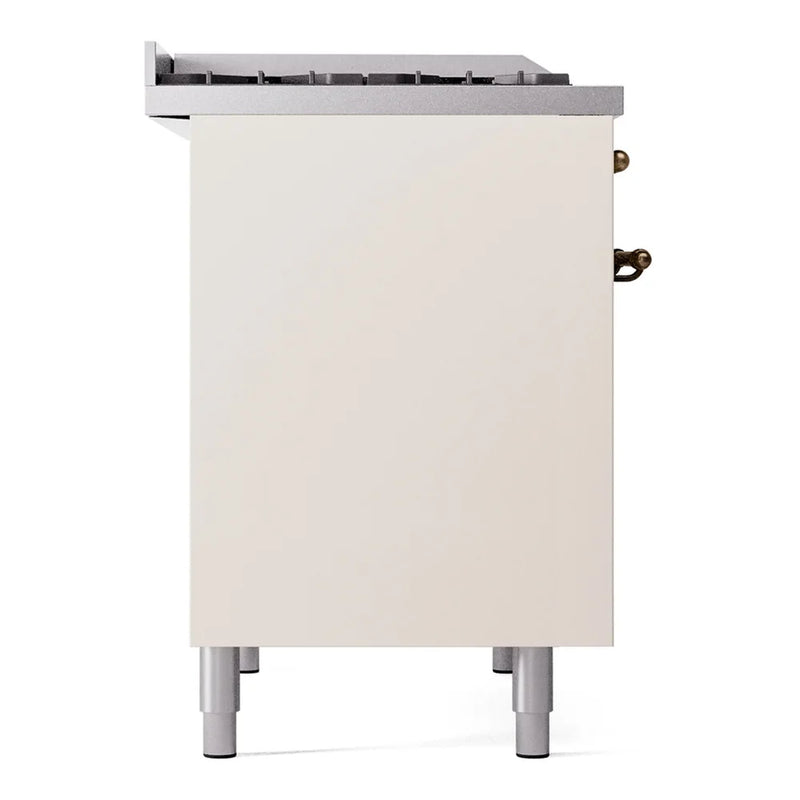 ILVE Nostalgie II 40" Dual Fuel Freestanding Range in Antique White with Burnished Trim, UPD40FNMPAWBLP