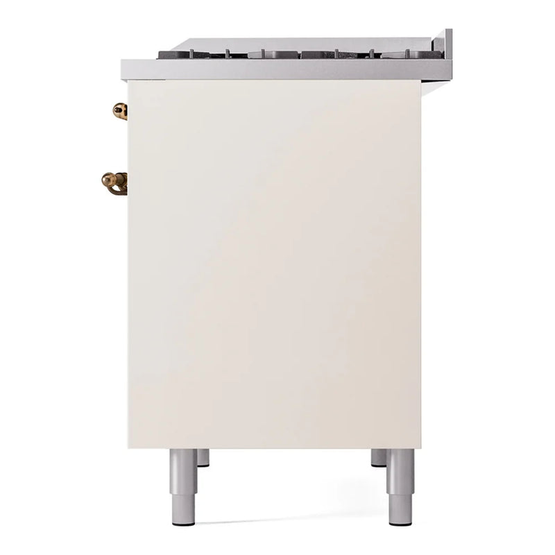 ILVE Nostalgie II 40" Dual Fuel Freestanding Range in Antique White with Burnished Trim, UPD40FNMPAWBLP
