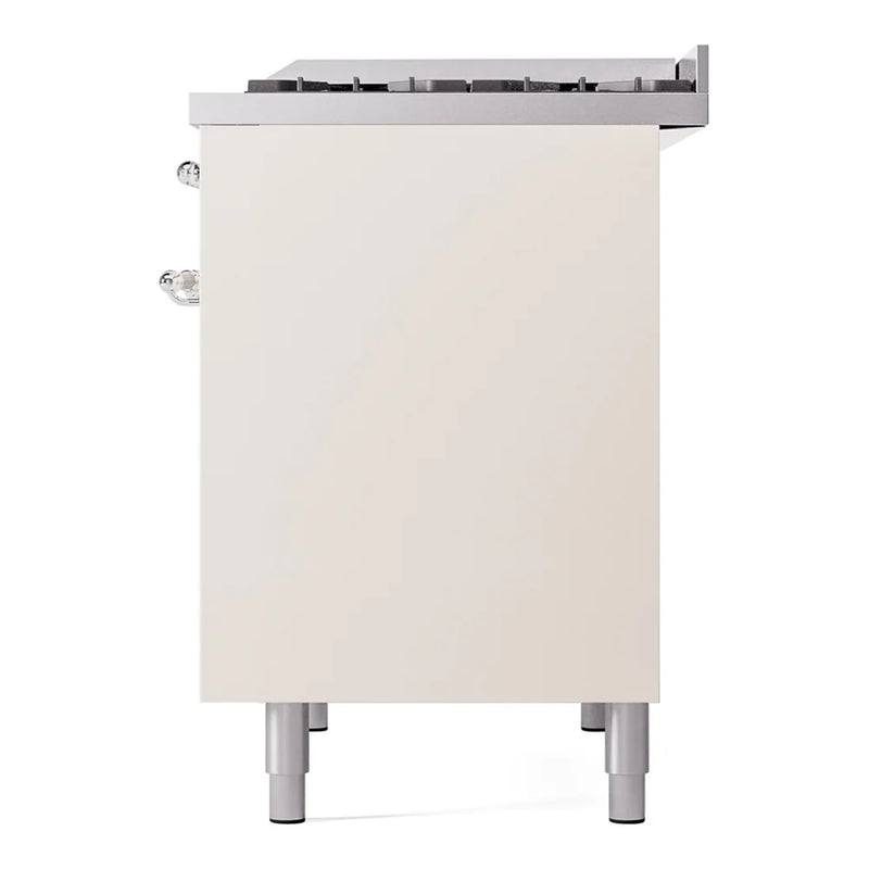 ILVE Nostalgie II 40" Dual Fuel Freestanding Range in Antique White with Chrome Trim, UPD40FNMPAWCLP