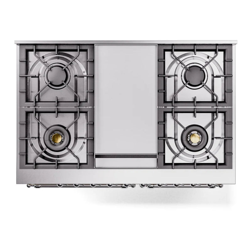 ILVE Nostalgie II 40" Dual Fuel Freestanding Range in Antique White with Chrome Trim, UPD40FNMPAWC