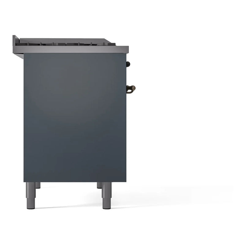 ILVE Nostalgie II 40" Dual Fuel Freestanding Range in Blue Grey with Burnished Trim, UPD40FNMPBGBLP
