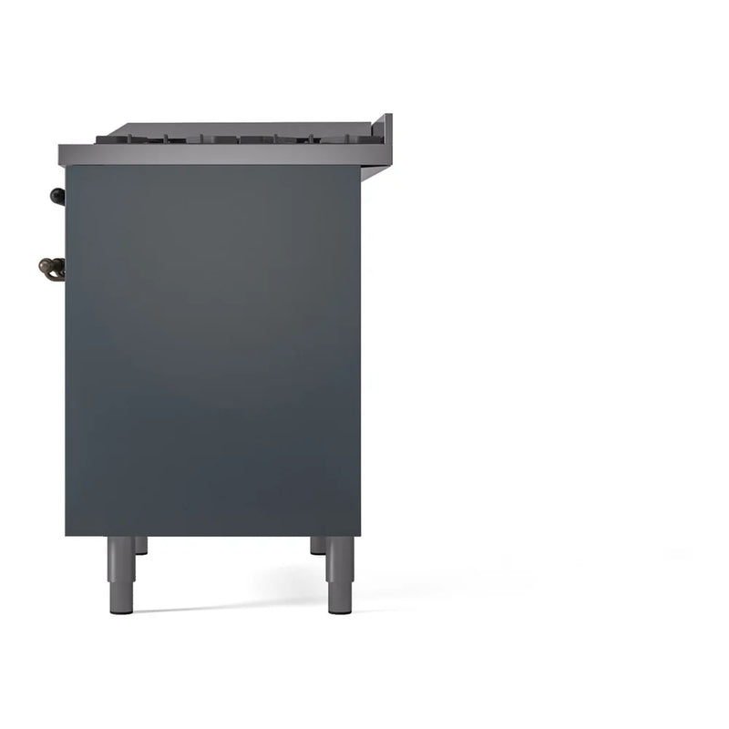 ILVE Nostalgie II 40" Dual Fuel Freestanding Range in Blue Grey with Burnished Trim, UPD40FNMPBGBLP
