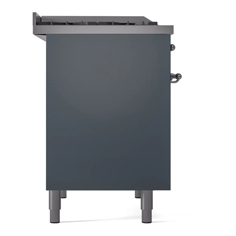 ILVE Nostalgie II 40" Dual Fuel Freestanding Range in Blue Grey with Chrome Trim, UPD40FNMPBGCLP
