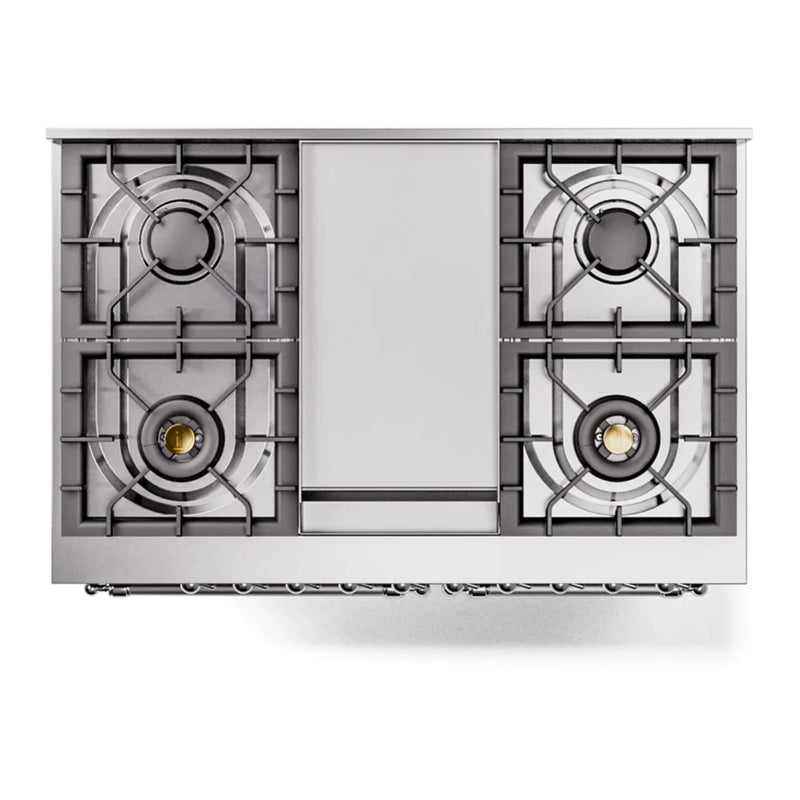 ILVE Nostalgie II 40" Dual Fuel Freestanding Range in Burgundy with Chrome Trim, UPD40FNMPBUCLP
