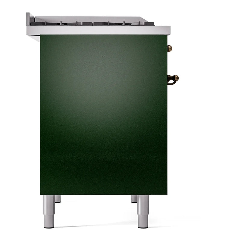 ILVE Nostalgie II 40" Dual Fuel Freestanding Range in Emerald Green with Burnished Trim, UPD40FNMPEGBLP