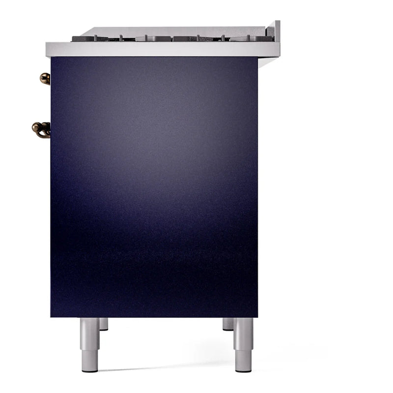 ILVE Nostalgie II 40" Dual Fuel Freestanding Range in Midnight Blue with Burnished Trim, UPD40FNMPMBBLP