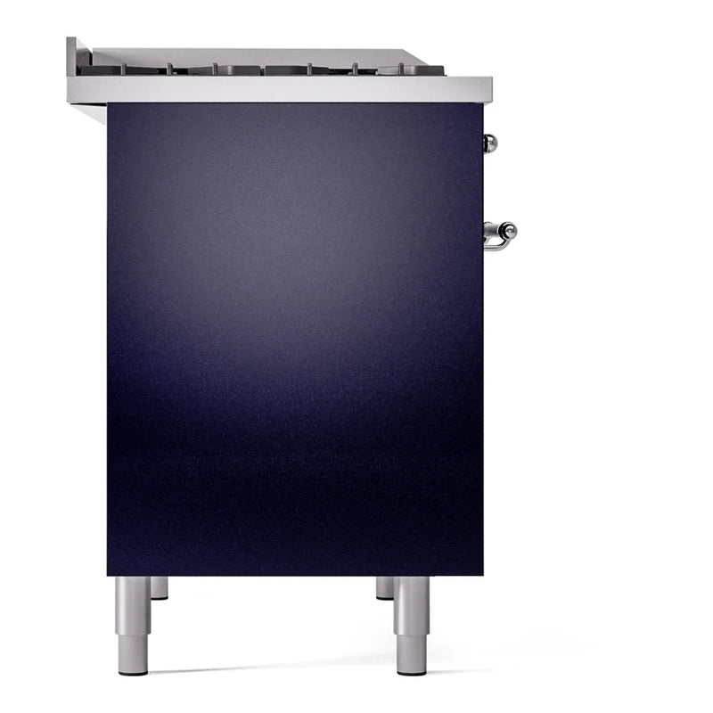 ILVE Nostalgie II 40" Dual Fuel Freestanding Range in Midnight Blue with Chrome Trim, UPD40FNMPMBCLP